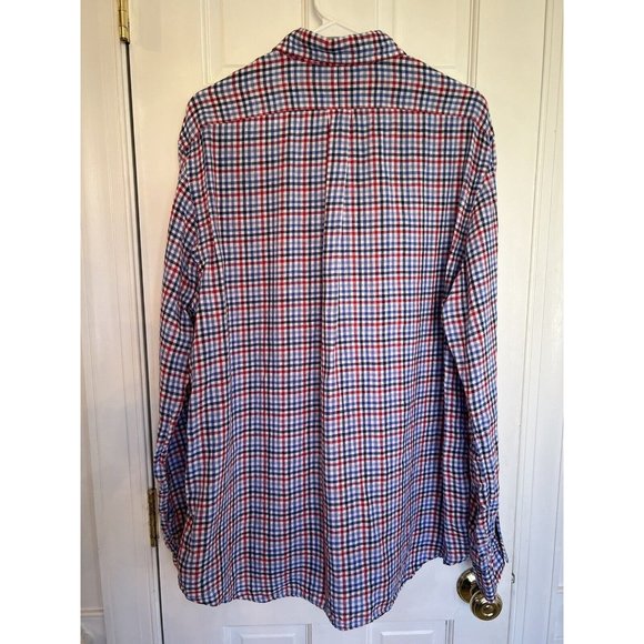 Men’s Polo Ralph Lauren Red White Blue 100% Linen Button Down Shirt Size XL - Picture 6 of 13